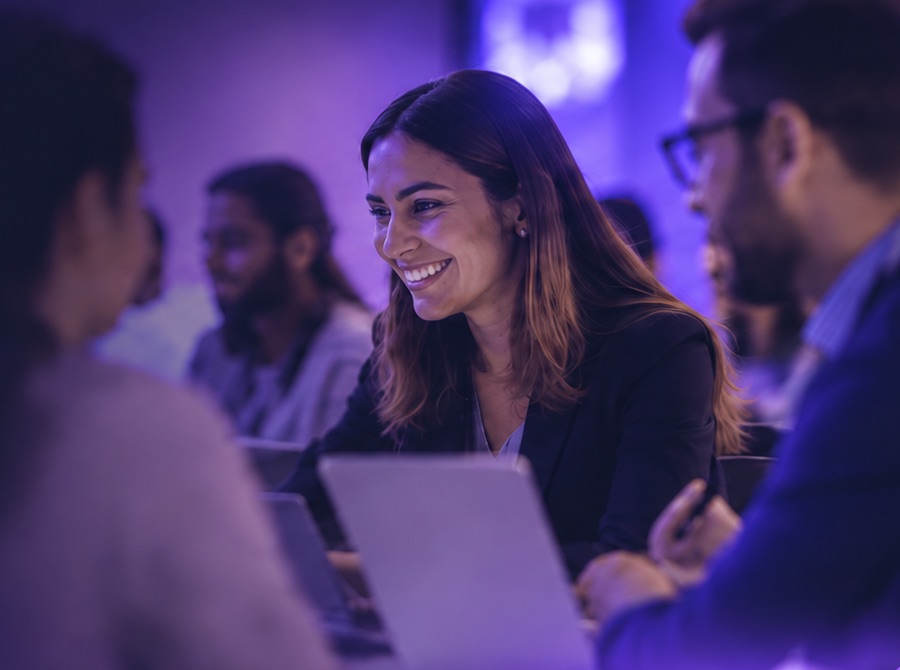 Colaboradores conversando en una sesión de trabajo